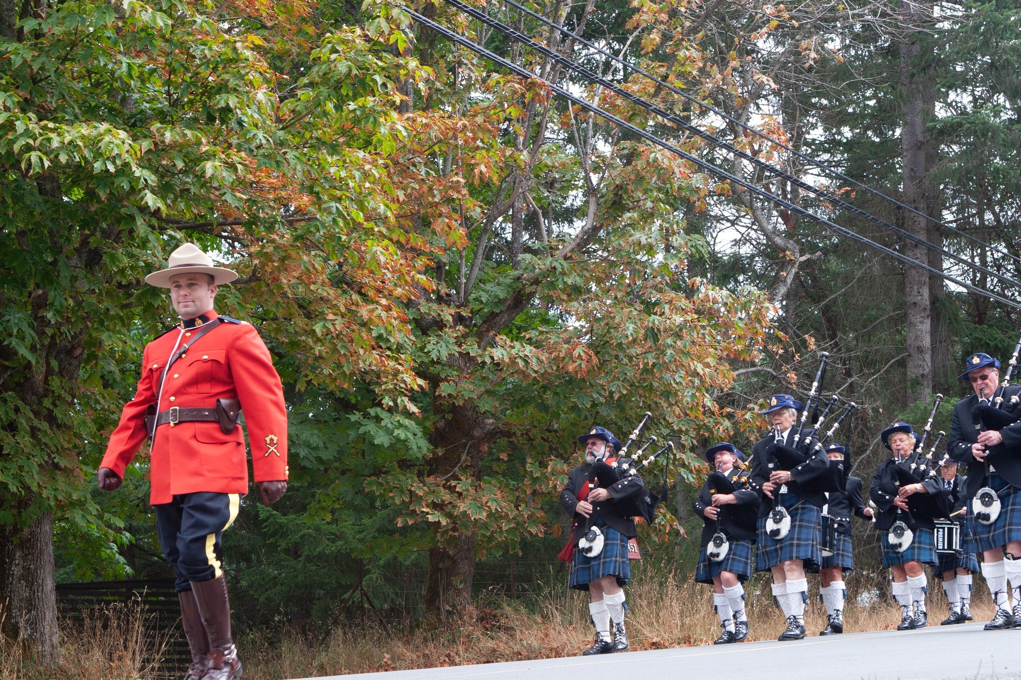 A community parade on Mayne Island