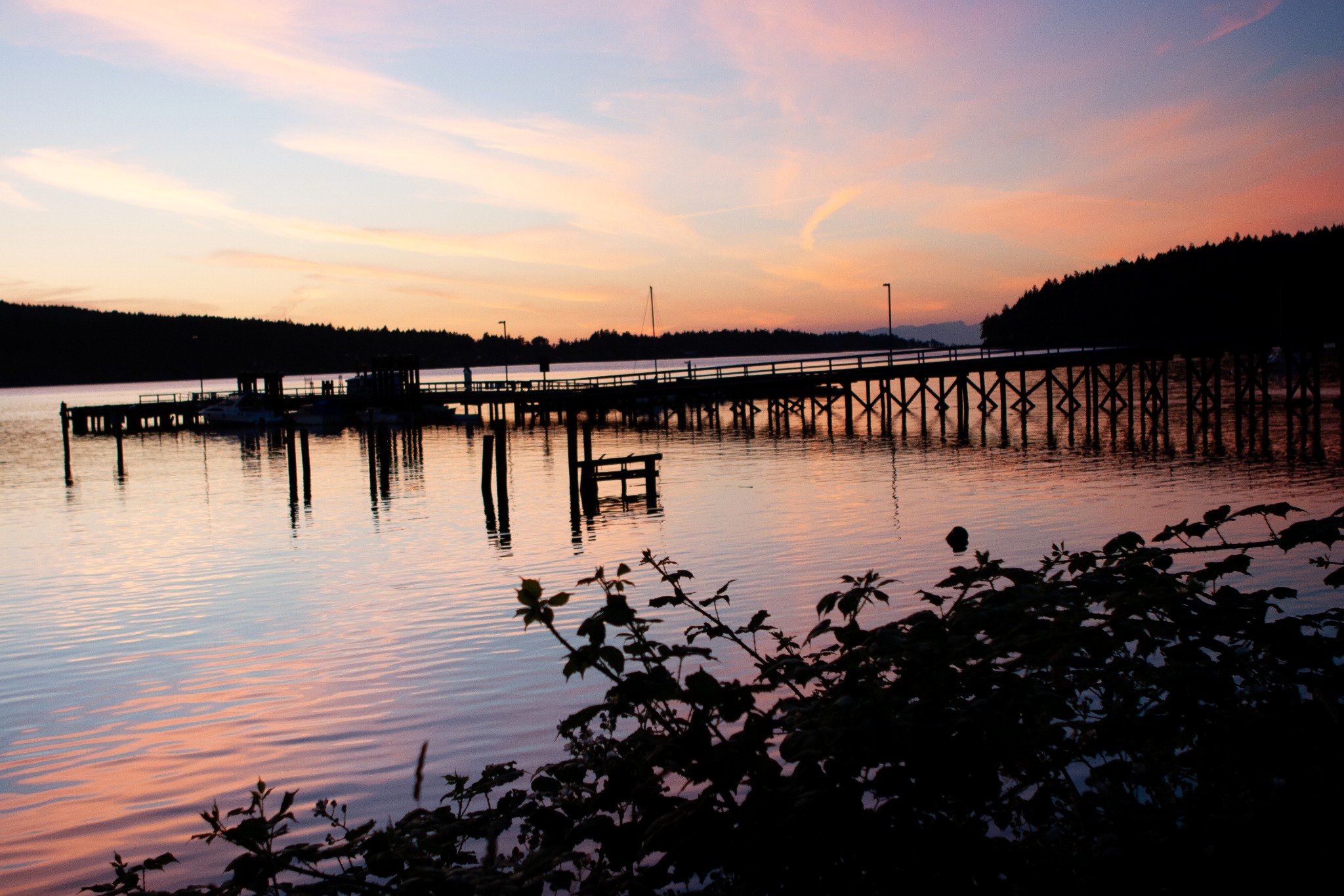 Sunset light at a Mayne Island dock